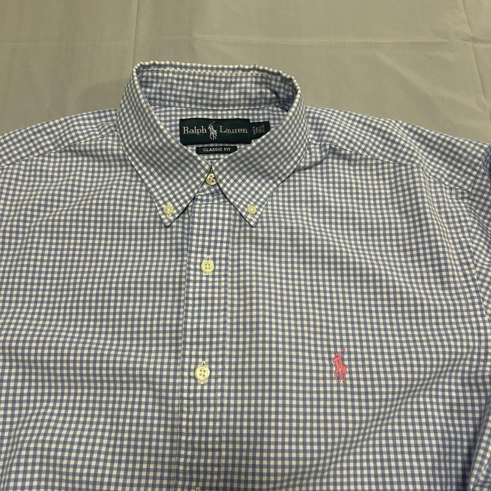 Ralph Lauren Button Down Shirt Men's 16.5-34/35 (Large) Classic Fit Check